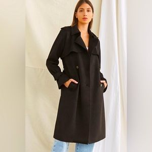 Faux Suede Belted Trench Coat